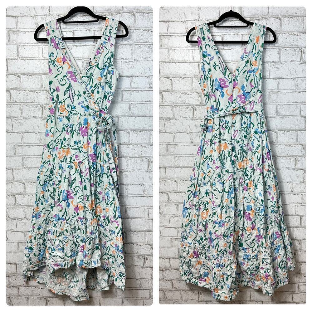 Tanya Taylor Dress Neves Floral Midi Maxi Cotton Sleeveless White Blue 4 - Picture 2 of 11